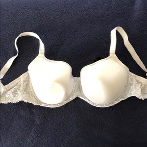 White and Silver lightly Lined Bra